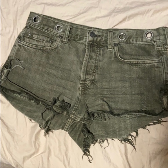 olive green jean shorts
